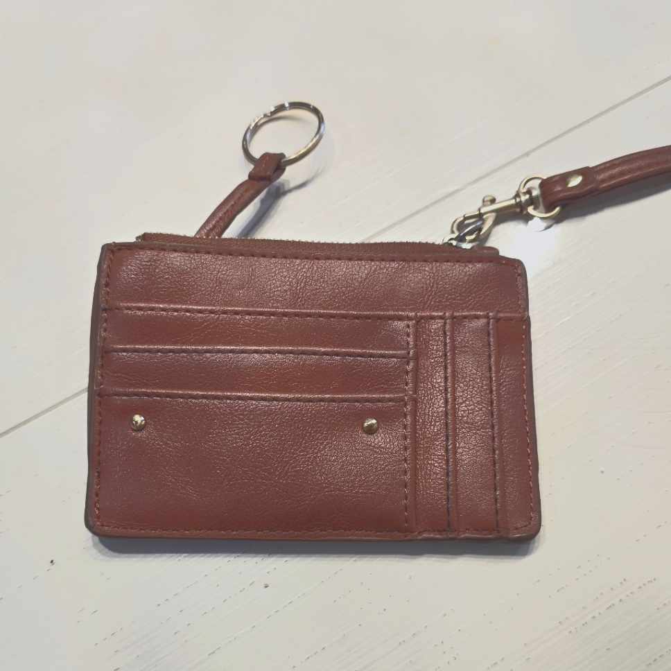 Brown Leather Card Holder With Key Ring Brown Leather Card Holder With Key Ring